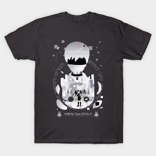 Yorha Unit 9S T-Shirt by SwensonaDesigns